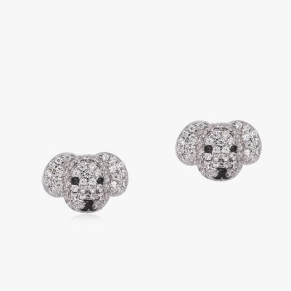 Sterling Silver Cubic Zirconia Dog Earrings